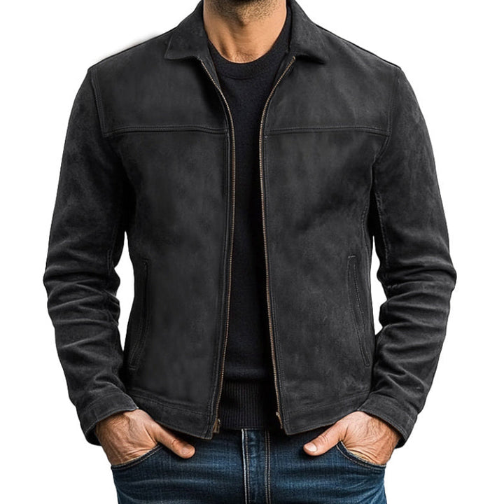 Chaqueta de cuero PU con cremallera, clásica y a la moda para hombre